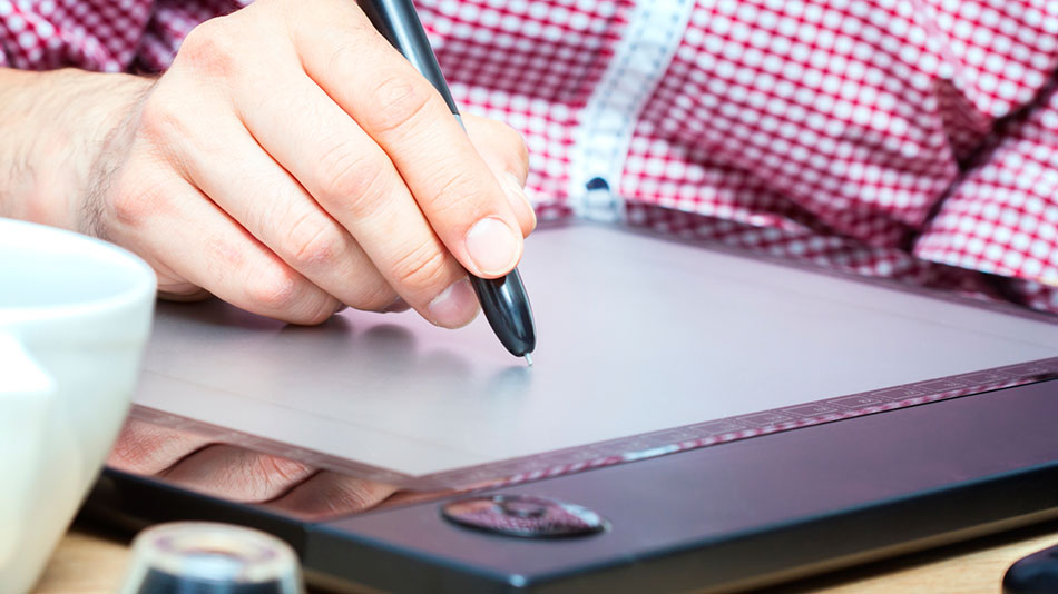 guy with a tactil screen