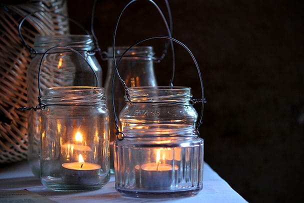 candels in a jar