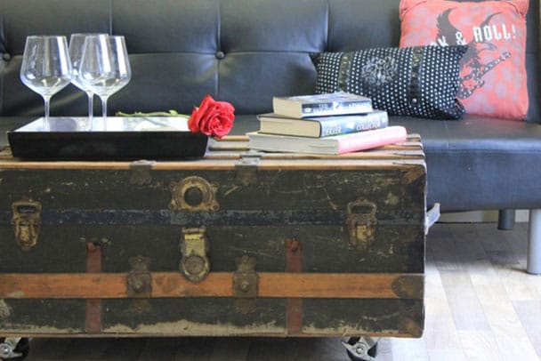 suitcase as table