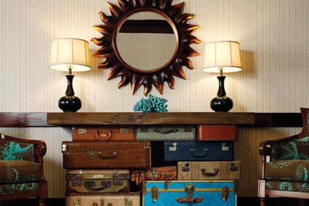 suitcases as foundation for a furniture