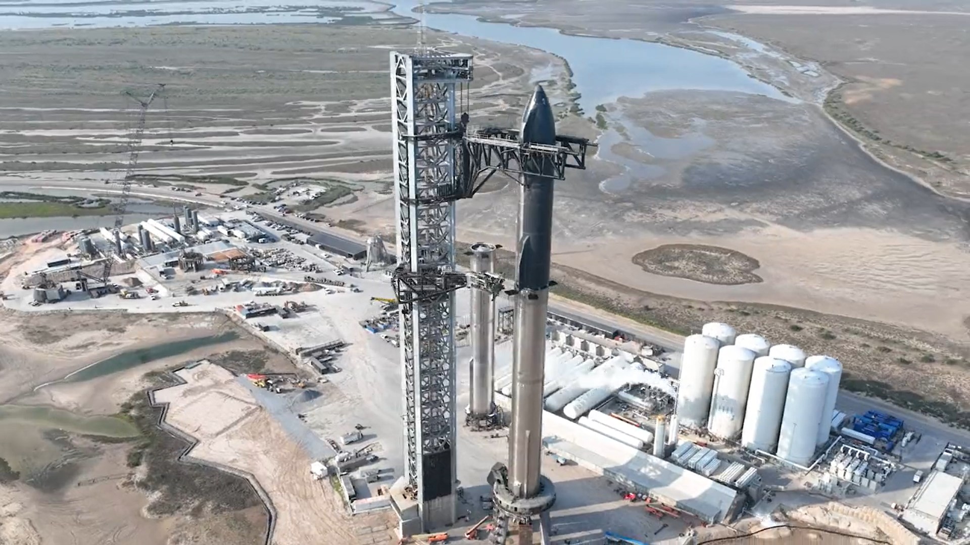 SpaceX Starship rocket on its launchpad